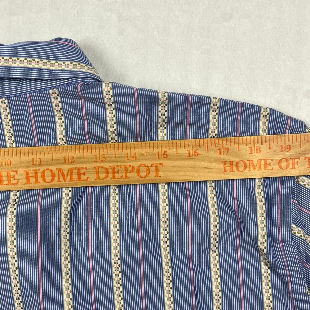 Robert Graham Button Front Shirt Mens Large Blue Striped Floral Embroidered L - Picture 10 of 12